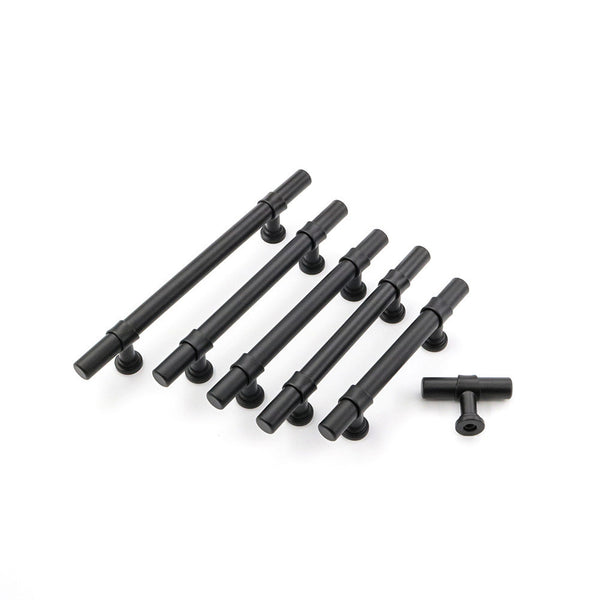 3.5 Inch Kitchen Cabinet Handles Drawer Pulls - Matte Black T Bar Handle Pull - 3.5" (90mm) Hole Centers, 5-9/10" Overall Length